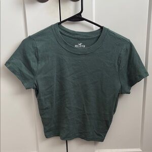 Hollister Green Cropped Fitted T-Shirt